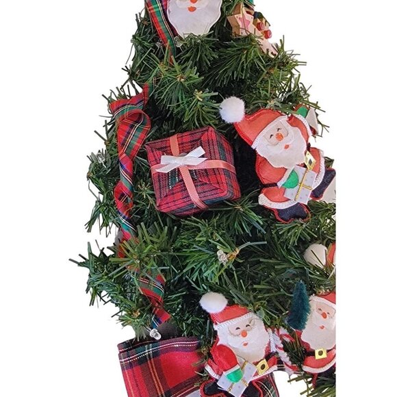 Vintage Smile Victorian Wall Tree Santa Claus Plaid Accents Battery Operated - Picture 7 of 10